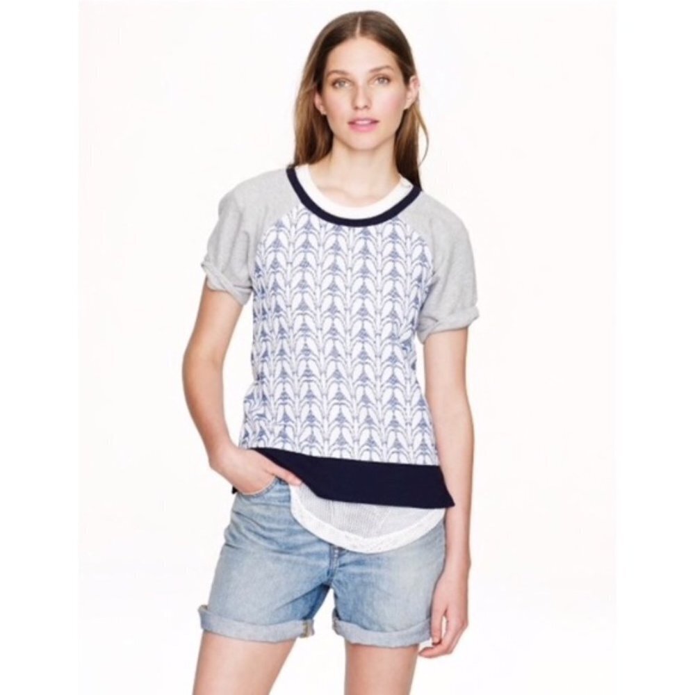 J. Crew Paneled Sweatshirt in Navy Floral XS